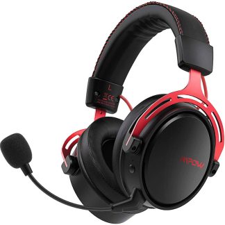 MPOW AD487ESFFBC63BGS [Mpow] Air 2.4GHz Wireless Gaming Headset 2.4G Headphones With Microphone 17 Hours Playtime For All Devices - Black/Red