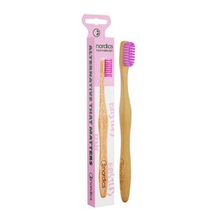 Nordics 78656BE4459C11GS [Bundle of 3] Nordics Bamboo Toothbrush With Pink Bristles