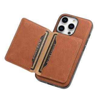 OPCHIC D7B6EESC5F5713GS iPhone 15 Pro series wireless charging retro leather multi-function holder mobile phone case