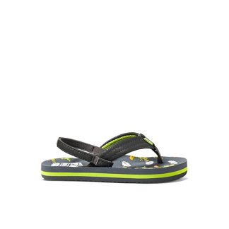 REEF 98654KS4D881A1GS REEF Kids Little Ahi Flips With Back Strap - Dino Brah