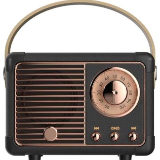 Stitches & Tweed 000BBES3B42FB2GS Stereo Portable Vintage Speaker, HiFi Grade Sound Speaker - Black