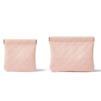 Stitches & Tweed B73A8BEFDB866AGS Jewellery Lipstick Pouch Flat Vegan Leather Organizer Accessories - Mauve Pale - Set of 2