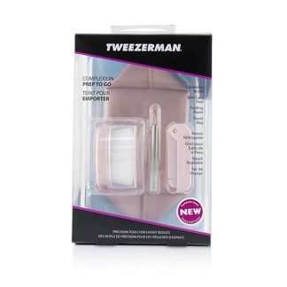 TWEEZERMAN 99B97BEFA9DCFEGS TWEEZERMAN - Complexion Prep To Go Set: Cleansing Brush + Skin Care Tool + Folding Razor + Travel Bag 3pcs + 1 Bag