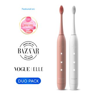 Zenyum 9FA94BE44287BFGS ZenyumSonic Set of 2 Electric Toothbrushes (White & Pink) - Rechargeable with 3 Modes, 21-Day Battery Life, 2 Minute Pro Timer and Wireless Charging Dock