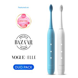 Zenyum 8E376BE4A76737GS ZenyumSonic Set of 2 Electric Toothbrushes (White & Blue) - Rechargeable with 3 Modes, 21-Day Battery Life, 2 Minute Pro Timer and Wireless Charging Dock