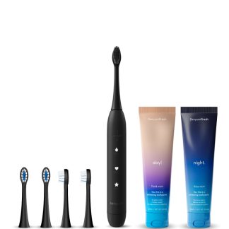 Zenyum ED9C6BE75810BFGS Zenyum Sonic™ Gentle Clean Ritual - Matte Black/White/Pink for Electric Toothbrush (Sonic Vibrations/ 3 Modes: Whitening, Gentle & Deep Cleaning/ Good for Braces & Teeth/ Soft Bristles)