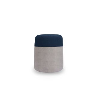 Zest Livings 5D51EHL1C499B4GS Miki Ottoman- Light Grey & Navy Blue