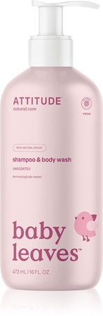 AttitudeBaby Leaves Unscented gel doccia e shampoo 2 in 1 per bambini 473 ml
