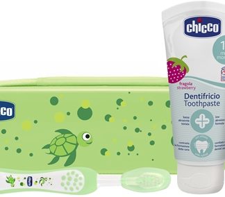 ChiccoAlways Smiling Green Set per la cura dentale per bambini Strawberry 1 pz