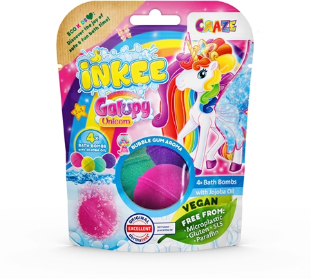 CrazeINKEE Unicorn bomba da bagno per bambini 4x50 g
