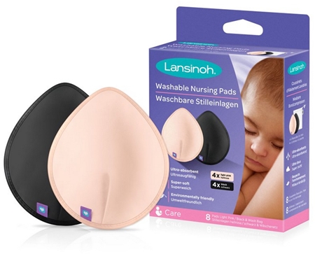 LansinohBreastfeeding Washable Nursing Pads imbottiture in tessuto per reggiseno Light Pink + Black 2x4 pz