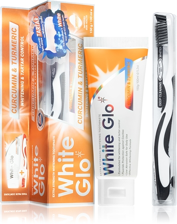 White GloWhitening & Tartar Control dentifricio sbiancante con spazzolino Curcumin and Turmeric 150 g