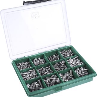 Kit viti e bulloni in Acciaio inox Liscio RS PRO, guida a Esagono incassato, 490 pezzi, filettatura M3, M4, M5, M6,