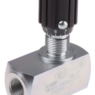 Valvola di controllo del flusso idraulico RS PRO, serie NDRV, G 3/8, portata max 75L/min, 350bar max, in Acciaio