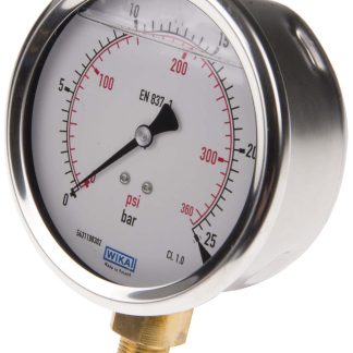 Manometro WIKA, 0bar → 25bar max, G 3/8, Ø est. 100mm