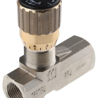 Valvola di controllo del flusso idraulico RS PRO, serie FT1251/5, G 3/8, portata max 30L/min, 210bar max, in Ottone