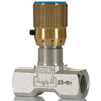 Valvola di controllo del flusso idraulico RS PRO, serie FT1251/2, BSP 1/4, portata max 20L/min, 210bar max, in Ottone
