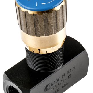 Valvola di controllo del flusso idraulico RS PRO, serie FT257, G 1/2, portata max 75L/min, 400bar max, in Acciaio