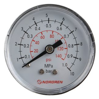 Manometro Norgren, 0bar → 10bar max, R 1/8, Ø est. 50mm