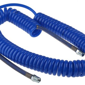 Tubo spiralato RS PRO in Poliuretano, L. 6m max, Øint 5mm, Øest 8mm, BSPT maschio 1/4 poll., col. Blu