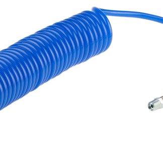 Tubo spiralato RS PRO in Poliuretano, L. 4m max, Øint 6.5mm, Øest 10mm, BSPT maschio 1/4 poll., col. Blu