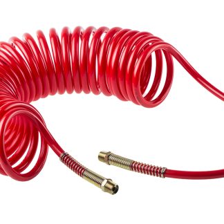 Tubo spiralato RS PRO in Poliuretano, L. 6m max, Øint 8mm, Øest 12mm, BSPT 3/8 poll., col. Rosso