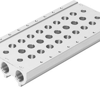Base manifold Festo VABM-L1-10S-G18-3, 3 stazioni, filettatura G 1/8, Lega di alluminio