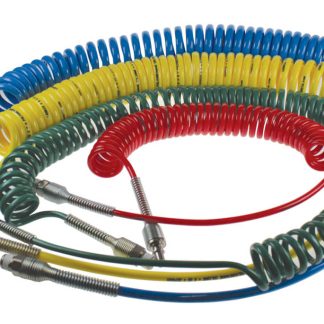 Tubo spiralato Legris in Poliuretano, L. 4m max, Øint 4mm, Øest 6mm, R 1/4, col. Blu