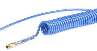 Tubo spiralato RS PRO in Poliuretano, L. 6m max, Øint 6.5mm, Øest 10mm, BSPT maschio 1/4 poll., col. Blu