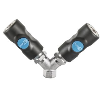 Attacco rapido di sicurezza a Y PREVOST serie prevoS1 ISI 06, Filettato G 1/4 Femmina, in Corpo in materiale composito,