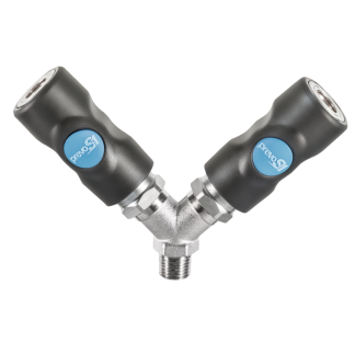 Attacco rapido di sicurezza a Y PREVOST serie prevoS1 ISI 06, Filettato G 1/4 Maschio, in Corpo in materiale composito,