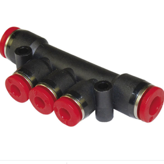 Manifold Norgren, serie Pneufit C, 2 ingresso A pressione 4 mm, 3 uscite A pressione 8 mm, in PBT 10bar