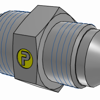 Adattatore filettato intermedio dritto idraulico Parker, connettore A: UNF 7/8-14 maschio, B: UNF 3/4-16 maschio