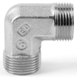 Raccordo tubo a compressione a gomito idraulico Parker, connettore A: Maschio metrico svasato 24°, B: M22 maschio