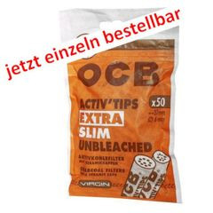 Einzeln OCB Activ'Tips Extra Slim Unbleached 6mm