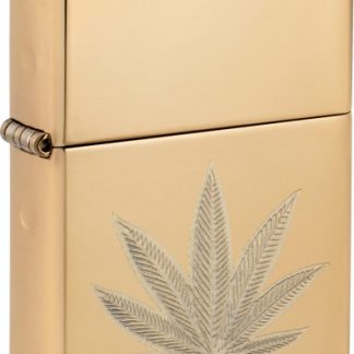 ZIPPO messing poliert graviert Cannabis Leaf 60007419