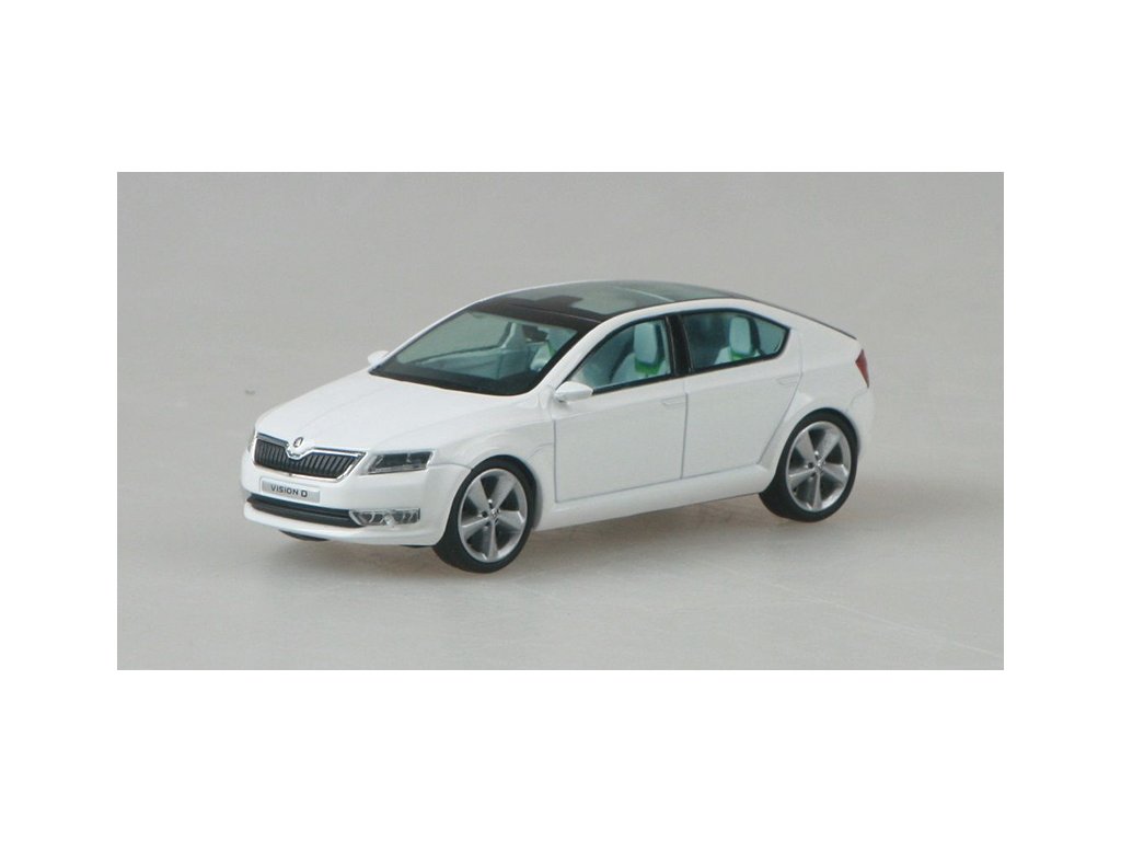 Škoda Vision D Concept Car Bílá Candy Uni 1:43 - Abrex Škoda Vision D Concept Car - kovový model auta