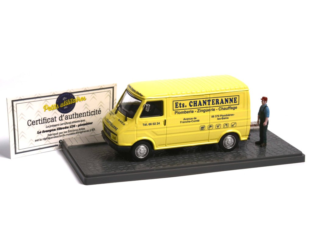 Citroen C35 1985 Plomberie + figurka mechanika 1:43 - Atlas časopis s modelem Citroen C 35 Plomberie 1985 s figurkou mechanika - kovový model auta