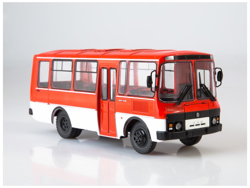 PAZ-3205 autobus 1:43 Naše autobusy Rusko časopis s modelem #2 PAZ 3205 1:43 - kovový model autobusu