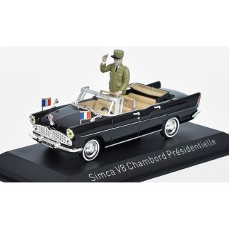 Simca Vedette V8 Chambord 1960 Prezidentské auto s figurkou 1:43 - NOREV Simca Vedette V8 Chambord 1960 - kovový model auta