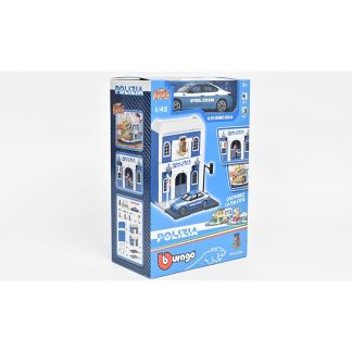 Alfa Romeo Giulia 2015 Policie + Stavebnice policejní stanice 1:43 - Bburago Alfa Romeo Giulia 2015 + Stavebnice diorama policejní stanice - stavebnice KIT s modelem