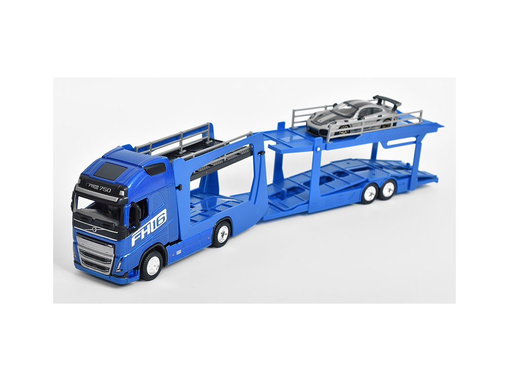 Volvo FH16 GL 750 XXL s modelem Porsche 911 GT2 RS 1:43 - Bburago Volvo FH16 GL750 XXL s modelem Porsche 911 GT-2 RS - kovový model auta