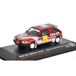 Seat Ibiza Bimotor Proto #1 1988 Servia / Corominas 1:43 - časopis s modelem Seat Ibiza Bimotor Proto No.1 1988 Rallye de Tierra de Lioret de Mar - kovový model auta