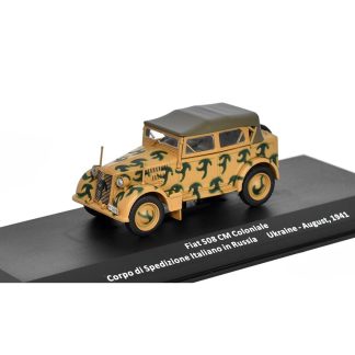 Fiat 508 CM Coloniale 1:43 - časopis Samochody Wojskowe s modelem #28 Fiat-508 CM Coloniale Ukrajina 1941 - kovový model auta