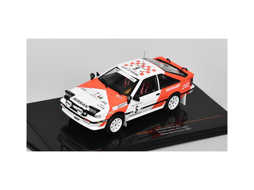 Nissan 200 SX #6 Saux Rallye Cote d'lvoire 1987 Ambrosino/Le 1:43 - IXO Models Nissan 200SX No.6 Ambrosino/Le Saux Rallye Cote d'lvoire 1987 - kovový model auta