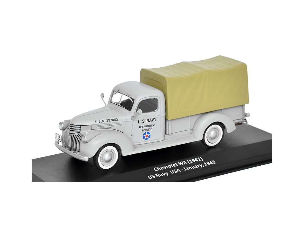 Chevrolet WA 1941 US Navy 1:43 - časopis Samochody Wojskowe s modelem #29 Chevrolet WA 1941 US Navy - kovový model auta