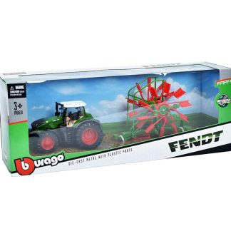Fendt 1050 Vario Traktor s obracečkou 1:50 - Bburago Fendt 1050 Vario Tractor with Whirl Rake - kovový model auta