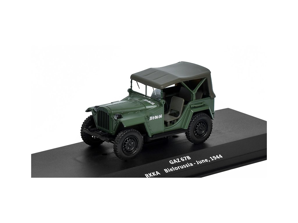 GAZ-67B RKKA 1944 1:43 - časopis Samochody Wojskowe s modelem #33 GAZ 67 B RKKA 1944 - kovový model auta