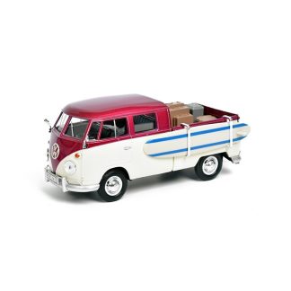 Volkswagen T1 Type 2 Pick-up s přívěsem a surfem 1:24 - MOTORMAX VW Type 2 T1 Pick-up + přívěs - kovový model auta