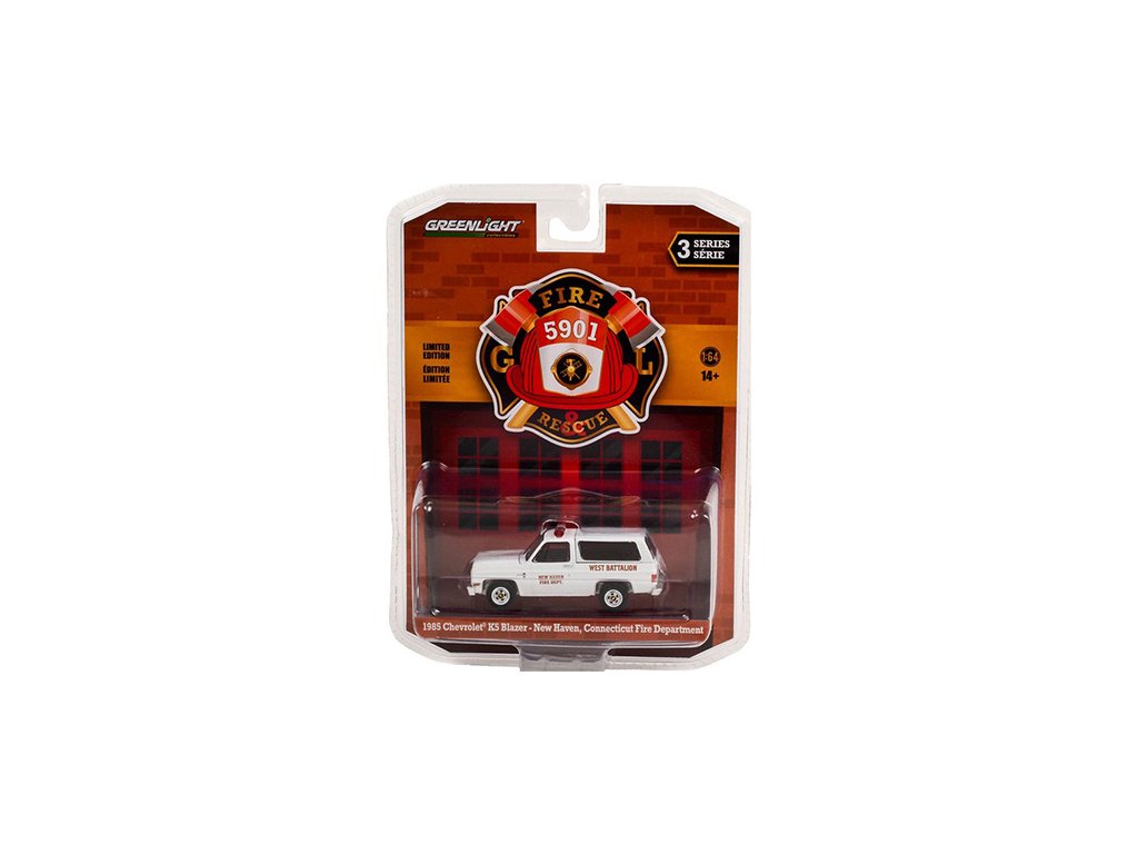Chevrolet K5 Blazer 1985 Hasičský Sbor v Connecticutu 1:64 - GreenLight Chevrolet Blazer K5 1985 Connecticut Fire Departmnet 1/64 - kovový model auta